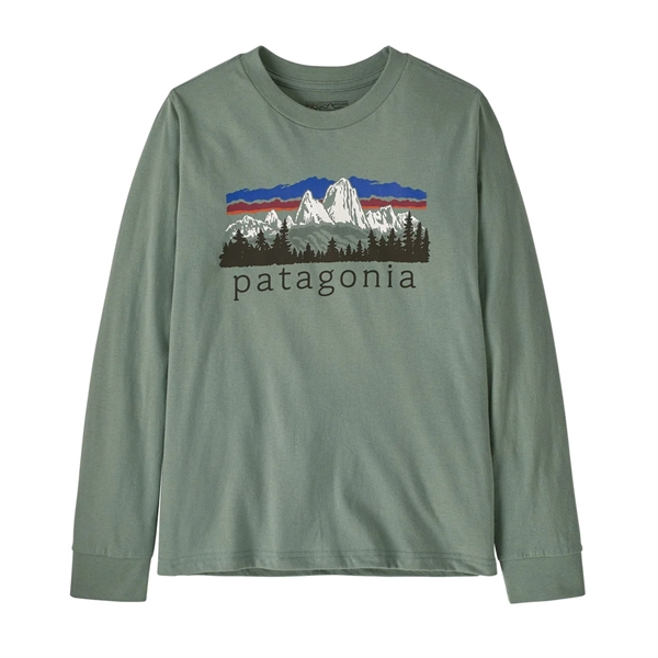Patagonia Kids L/S Graphic T-Shirt - Fitz Roy Foothills: Cover Green